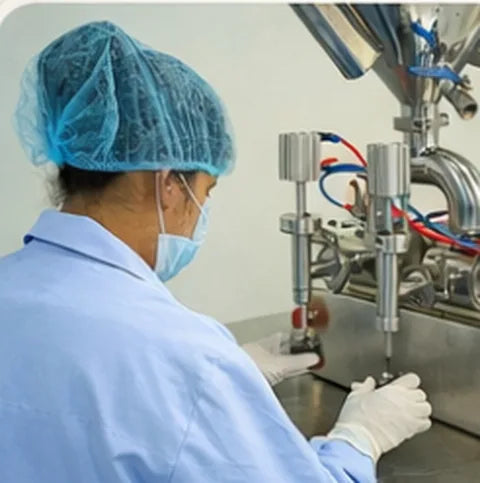 Jars being filled on the line